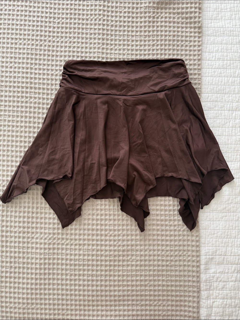 Women’s Brown Asymmetrical Handkerchief Hem Skirt